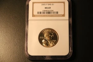 2005 P Sacagawea Dollar $1 NGC MS69 Satin Finish TOP POP Free Shipping - Picture 1 of 2