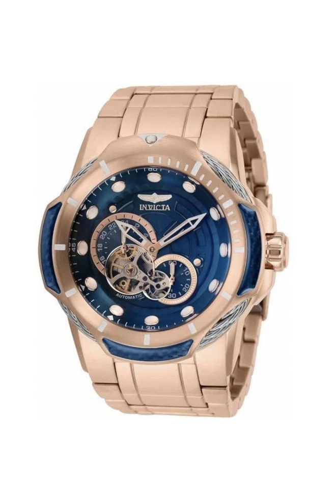 Invicta 31948 Bolt 51mm Blue Dial Automatic Quartz Gold Tone Bracelet Watch