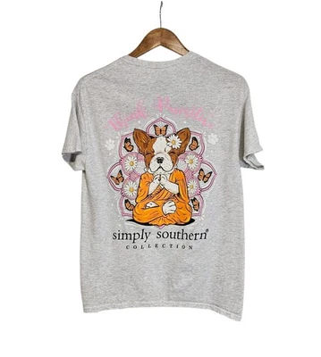 Camiseta Simply Southern Gris Think Pawsitive Buda Bulldog Francés Perro Mediana  Foto 1 de 4