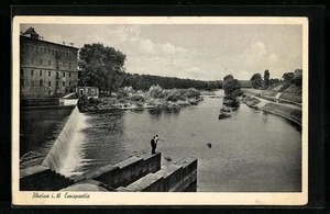Ansichtskarte Rheine i. W., Emspartie mit Besuchern 1955 - Picture 1 of 2