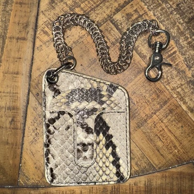 Cartera de cuero con cadena puritana piel de serpiente pitón blanca Anvil Customs R.T. Anvil Foto 1 de 4