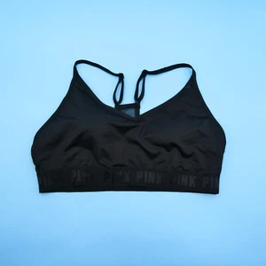 Victorias Secret XL Sports Bra Black PINK Sport Pullover Padded Racerback New - Picture 1 of 7