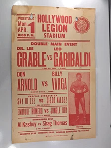 Vintage Wrestling Poster 1950's: Dr. Lee Grable, Gino Garibaldi 22x14in (S88) - Picture 1 of 17