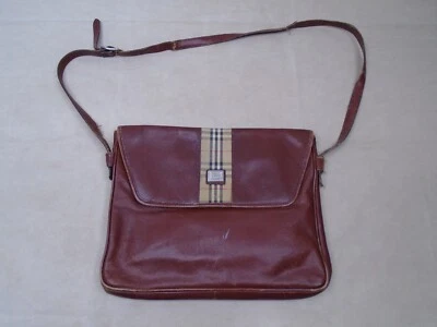 Vintage Burberrys Leather Nova Check Metal Plate Logo Purse Crossboydy Flap - Image 1 of 4