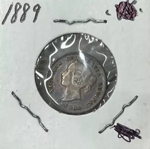 1889 Canada 5 Cents Silver Coin Great Condition - Foto 1 di 4
