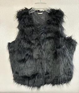 JouJou Women’s Shaggy Faux Fur Vest Black XL Mobwife - Picture 1 of 11