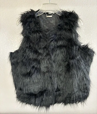 JouJou Women’s Shaggy Faux Fur Vest Black XL Mobwife - Image 1 of 4
