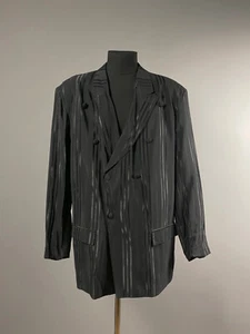 Marithe Francois Girbaud Vintage gestreift schwarz Wolle Blazer Jacke Mantel Gr. 56 - Bild 1 von 10