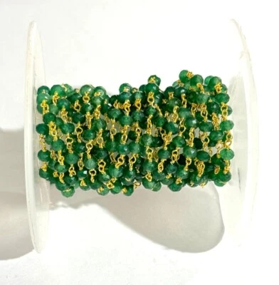 Cadena de rosario con cuentas de rondelle de jade ónix verde de 4 mm, rosario para hacer joyas Foto 1 de 4