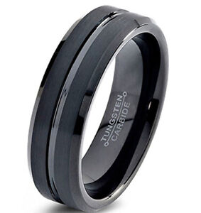 Ebay Wedding Ring For Women 6mm Black Tungsten Wedding Band Center Black Groove