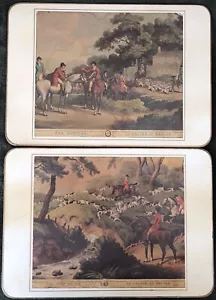 Fox Hunt Hunting 2 Cork Back Dinner Placemats Tan Rim - Picture 1 of 6