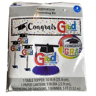 NEW Graduation Table Topper Paper Lantern Banner Celebrate Decorate Kit 6 Items - Image 1 of 3