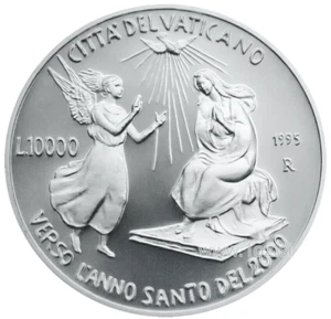 VATICAN 10000 LIRE 1995 ( Annunciation ) SILVER Commem. coin (KM# 260) PROOF - Picture 1 of 5