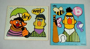Vintage Holzpuzzle Playskool Sesamstraße 1973 2er Set Bert Ernie - Bild 1 von 5