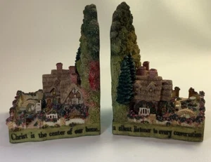 Resin Bookends - Christian Home Cottage Decor - Christ Is The Center Of Our Home - Picture 1 of 12