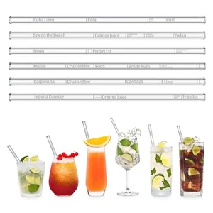 HALM Cocktail Recetas 3.0 Pajitas de Cristal con Medidas Grabadas para un Mi Perfecto - Imagen 1 de 7