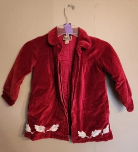 Girls Size6  Red Velveteen Coat C27 - Picture 1 of 11