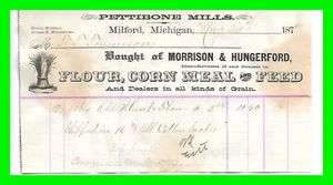1879 Milford MI Morrison & Hungerford Flour, Corn Meal And Feed Letter Head Bill - Picture 1 of 4
