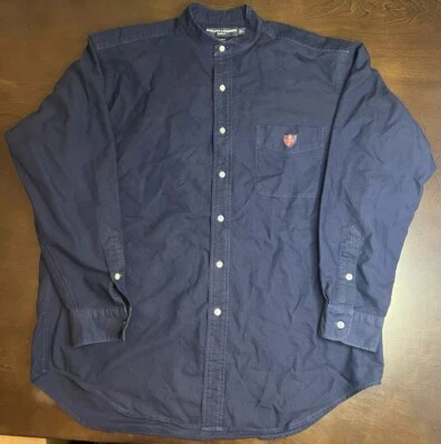 Мужская рубашка для гольфа Ralph Lauren L синий логотип Tilden Crest LS воротник с ремешком на пуговицах - Изображение 1 из 4