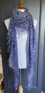 New Auth Chan Luu Mandala Bandana Print Cashmere Silk Scarf Color: Crown Blue - Picture 1 of 6
