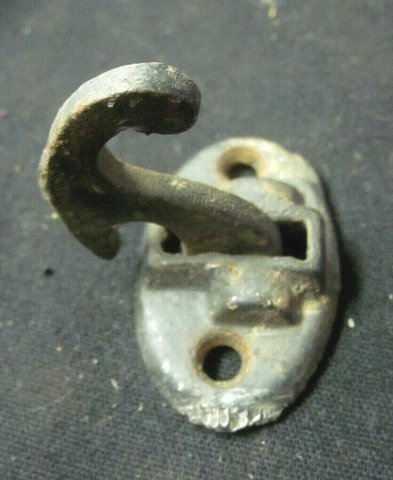 Oval Shutter Catch Latch Lock Cast Iron Salvage 1-3/16" Screw Centers 1 Antique Cover