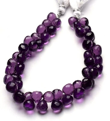 Cuentas Briolette Color Amatista Cuarzo 8mm Tamaño Facetado Cebolla Forma 7" Hilo Foto 1 de 4
