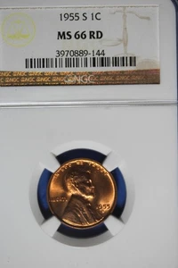 1955 S NGC 1C MS66RD LINCOLN WHEAT CENT #B50798 - Picture 1 of 2