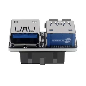 Header 20PIN Femelle USB 3.0 A 2 Portes Femelle Hub Carte Mère Connecteur 90° - Photo 1/6