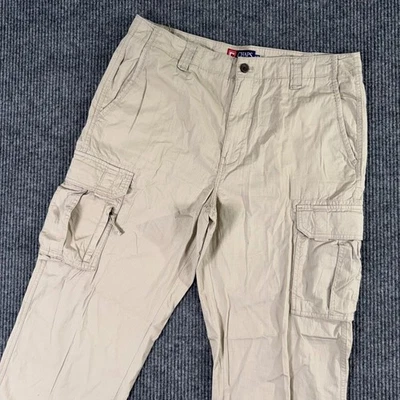 Pantalones cargo Chaps para hombre 36x32 beige algodón utilitario ropa de trabajo al aire libre Y2K vintage Foto 1 de 4