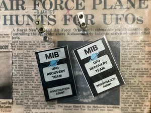 Set Of 2 “MIB UFO RECOVERY TEAM INVESTIGATION AGENT” Cosplay/Prop Badges - Picture 1 of 1