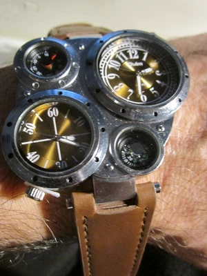 RELOJ OULM MÚLTIPLES ESFERAS - DOS RELOJES UNA BRÚJULA UN CALIBRE CELSIUS 9" - OFC-W Foto 1 de 4