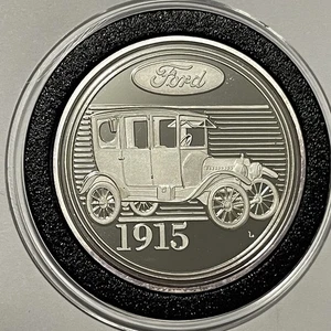 1915 Formidable Fords Classic Cars Vintage Coin 1 Troy Oz .999 Fine Silver Round - Picture 1 of 14