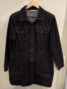 Chaqueta/vestido alargado manga larga de mezclilla Chico's para mujer talla 2 grande - Imagen 1 de 7
