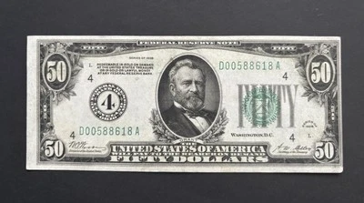 1928 $50 FRN Cleveland · Crisp Paper · No Folds · Strong Ink - Image 1 of 3