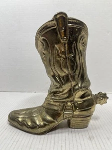 Jardinera de botas de vaquero grande de latón vintage con jarrón occidental dorado espolón 9" de alto - Imagen 1 de 8