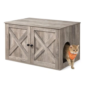 Cat Litter Box Enclosure, Litter Box Furniture Hidden with Removable Divider,... - Picture 1 of 9
