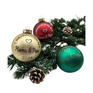 Mama & Papa erstes Weihnachten 2025 – individuelle Glas-Christbaumkugel Geschenk - Bild 1 von 15