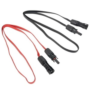 1 Pair of 100cm Flat Solar Cables with Couplings for Effortless Installation - Picture 1 of 24