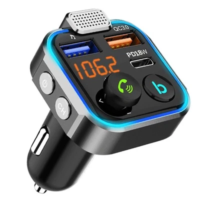Bluetooth Car Wireless FM Transmitter Adapter USB Fast Charger Hands-Free - Image 1 of 4