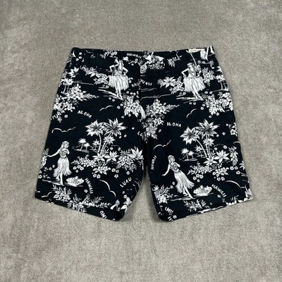 Polo Ralph Lauren Shorts Mens 33 x 8 Linen Blend Black White Hula Girls Aloha - Image 1 of 4