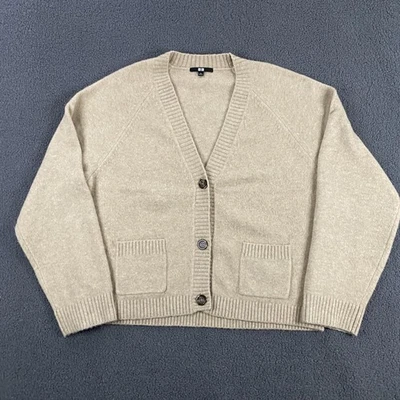 Кардиган Uniqlo свитер женский большой негабаритный шерстяная смесь вязаный пушистый мягкий эластичный - Изображение 1 из 4