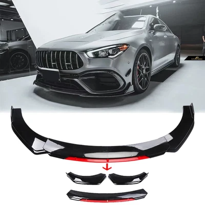 Front Bumper Lip Spoiler Splitter Body Kit Glossy Black Red For Mercedes Benz Foto 1 de 4
