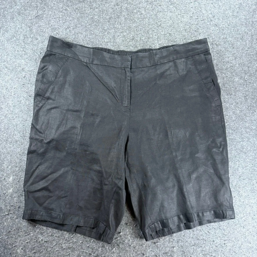 Pantalones Cortos Eileen Fisher Negros Lino Orgánico Cintura Elástica XL TG Foto 1 de 4