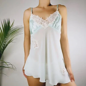Vintage Y2K Satin Organza Strappy Lace Fairy Cottage Core Slip Dress / Sz: Small - Picture 1 of 5
