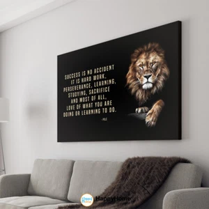Lion Wall Art Success Is No Accident Pelé Quotes Motivational Poster Art-P507 - Picture 1 of 16