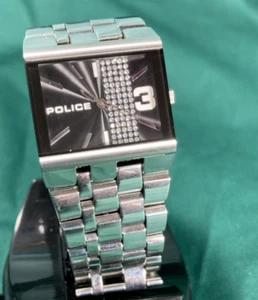 Police Unisex 10501B Square Black Dial Quartz. Steel Bracelet, New Battery, Case - Picture 1 of 11