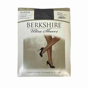 Berkshire Queen Ultra Sheer Control Top Pantyhose Sandalfoot Off Black 1X-2X NEW - Picture 1 of 4