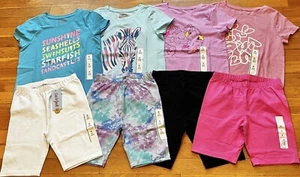 NEW 8pc Lot Cat & Jack & Jumping Beans Tee Shirts & Bike Shorts Outfits Sz 8 NWT - Picture 1 of 17