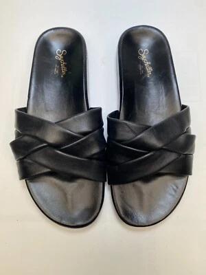 Seychelles Womens  Low Key Glow Up Leather Black Sandal Sz 10 - Image 1 of 4