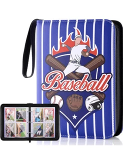 Baseball Card Binder with Zipper, 4 Slots - Fit 400 Cards, Waterproof Card Album - Picture 1 of 6
